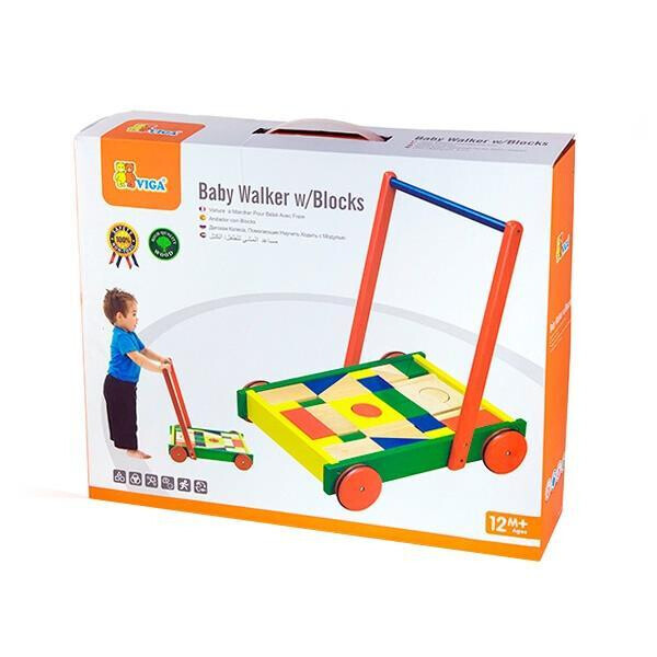 

Ходунки-каталка Viga Toys "Тележка с кубиками" (50306)