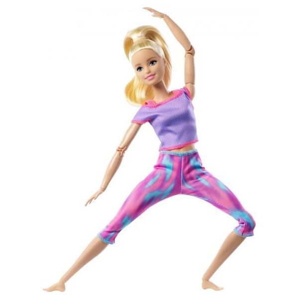 

Кукла Barbie Made to move Блондинка в сиреневом топе и розово-голубых лосинах (GXF04)