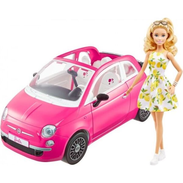 

Кукольный набор Barbie Fiat 500 розовый с куклой (GXR57)