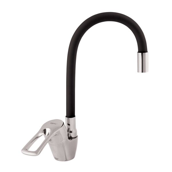

Смеситель для кухни с черным гибким изливом ZERIX YUB 181 (ST3258)