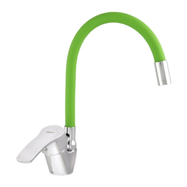 

Смеситель для кухни с зеленым гибким изливом ZERIX YUB 279 (ST3249)