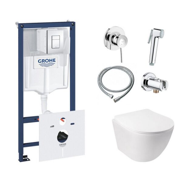 

Комплект инсталляция Grohe Rapid SL 38827000 и унитаз с сиденьем Qtap Jay QT07335176W + набор для гигиенического душа со смесителем Grohe BauClassic 111048 (SD00038270)