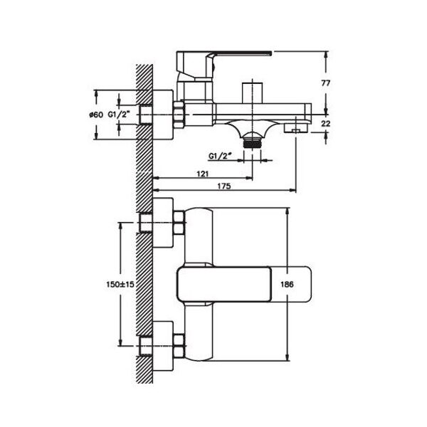 

Смеситель для ванны HAIBA KUBUS 009 EURO Черный (HB3932) (ST701441)