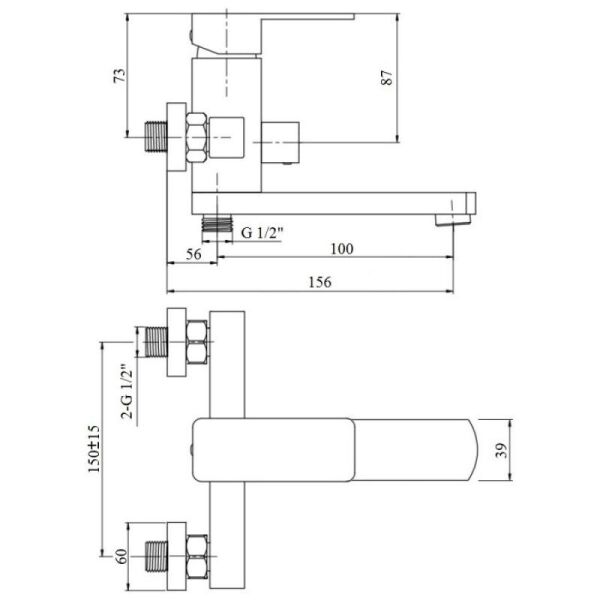 

Смеситель для ванны MIXXUS KUB-009 (SS2850) (ST701516)