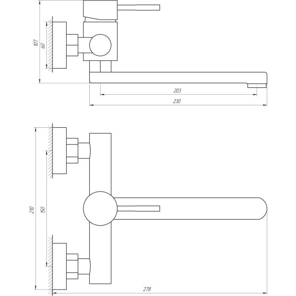 

Кухонный настенный смеситель MIXXUS SUS 005 (SS2814) (ST701564)