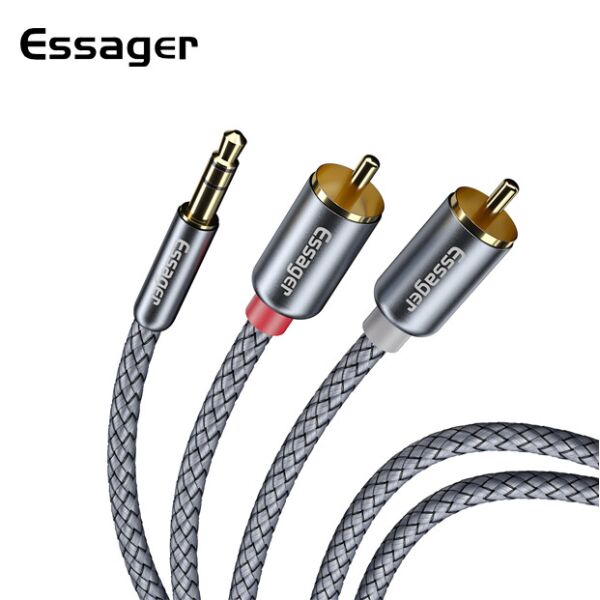 

Аудиокабель ESSAGER jack 3.5мм 2RCA (папа-папа) 3метра