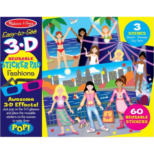 

Набор для творчества Melissa&Doug Многоразовые 3-D наклейки с очками Мода (MD9374)