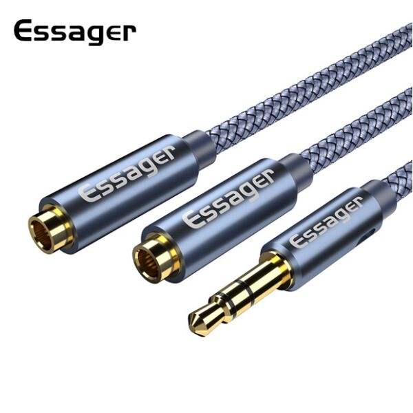 

Аудиокабель ESSAGER удлинитель jack 3.5мм / 2 мама-папа 0.25метра