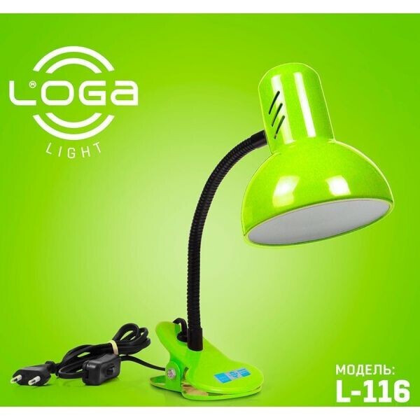 

Лампа-прищепка LOGA 60 Вт Е27 Салат L-116