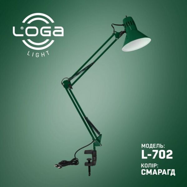 

Лампа настольная со струбциной LOGA Е27 Изумруд L-702