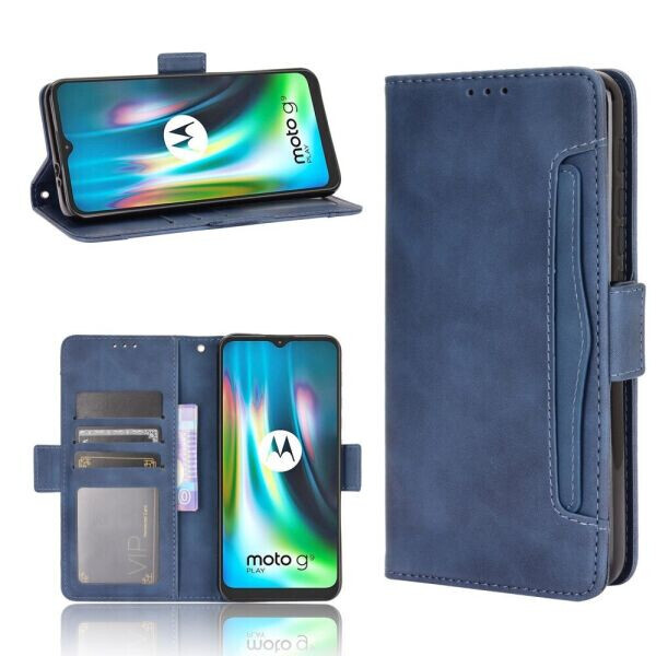 

Чехол Deexe Wallet Stand для Motorola Moto E7 Plus / Moto G9 Play - Blue