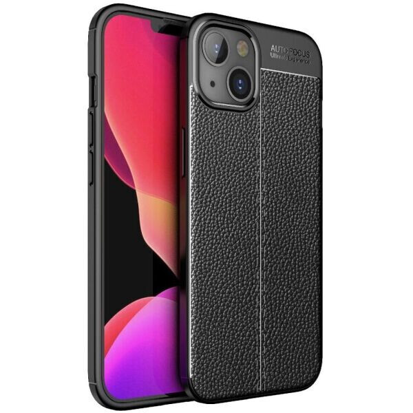 

Защитный чехол Deexe Leather Cover для Apple iPhone 13 - Black