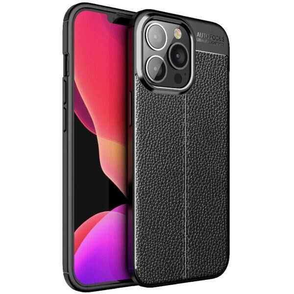 

Защитный чехол Deexe Leather Cover для Apple iPhone 13 Pro - Black