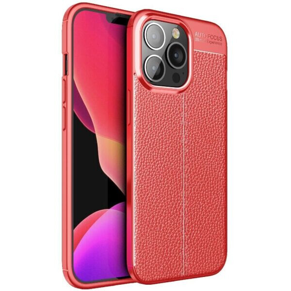 

Защитный чехол Deexe Leather Cover для Apple iPhone 13 Pro - Red