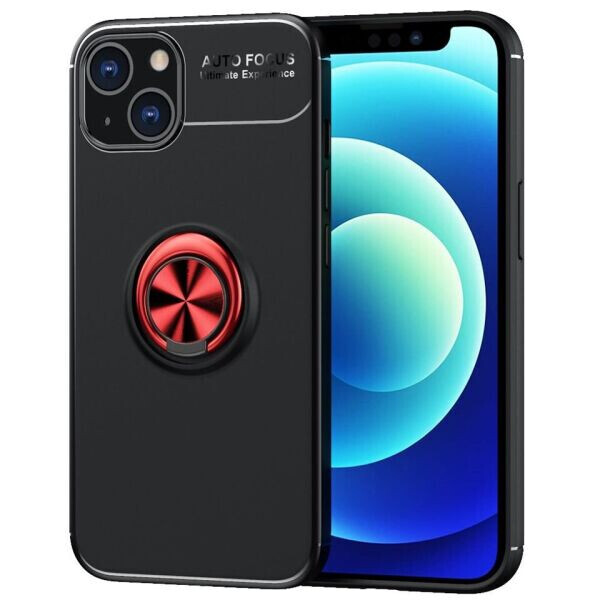 

Защитный чехол UniCase Magnetic Ring для Apple iPhone 13 - Black / Red