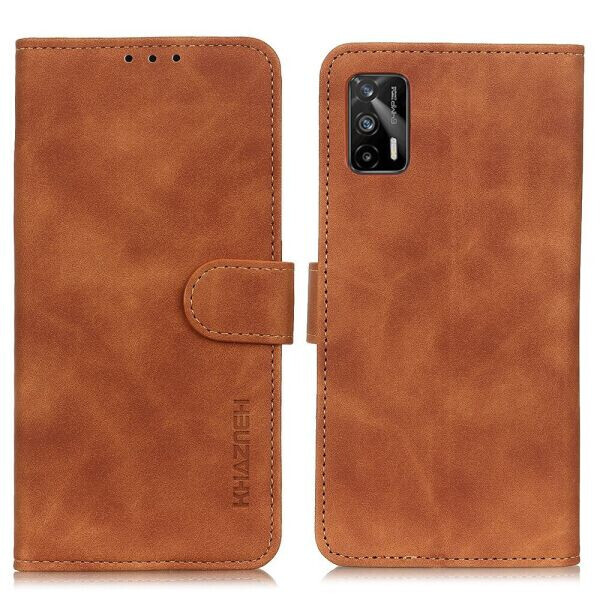 

Чехол-книжка KHAZNEH Retro Wallet для Realme GT - Brown