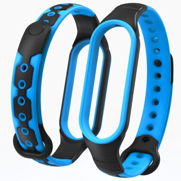 

Ремешок Deexe Geometric Design для Xiaomi Mi Band 5 / Mi Band 6 - Black / Blue
