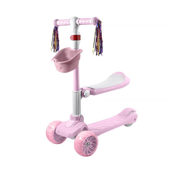 

Детский самокат Lesko BAQ-518 Pink 2 в 1 со светящимися колесами