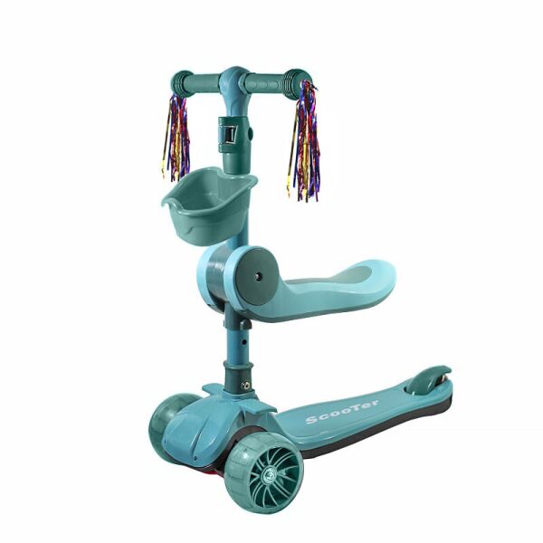 

Детский самокат 2 в 1 Scooter BAQ-016-8 Turquoise трехколесный с сиденьем