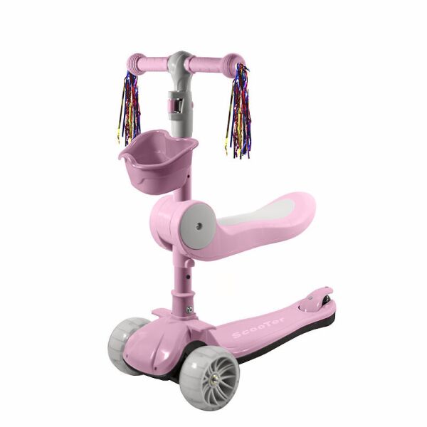 

Детский самокат 2 в 1 Scooter BAQ-016-8 Pink трехколесный с сиденьем