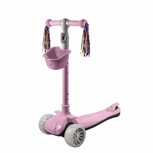 

Детский самокат Scooter BAQ-016 Pink трехколесный складной с светящимися колесами