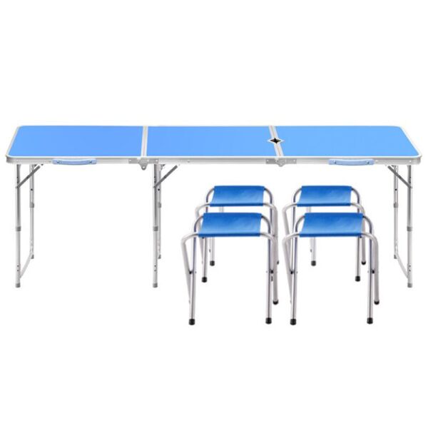 

Стол складной Lanyu L-3-U Blue с 4 стульями и отверстием для зонта для пикника