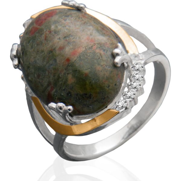 

Женское серебряное кольцо с золотом Юрьев 217к 19