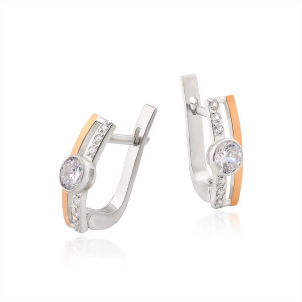 

Серьги из серебра с фианитами Юрьев арт.495 с