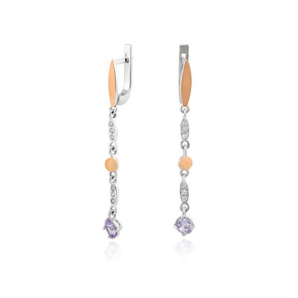 

Серьги из серебра и золота с фианитом Юрьев арт.517