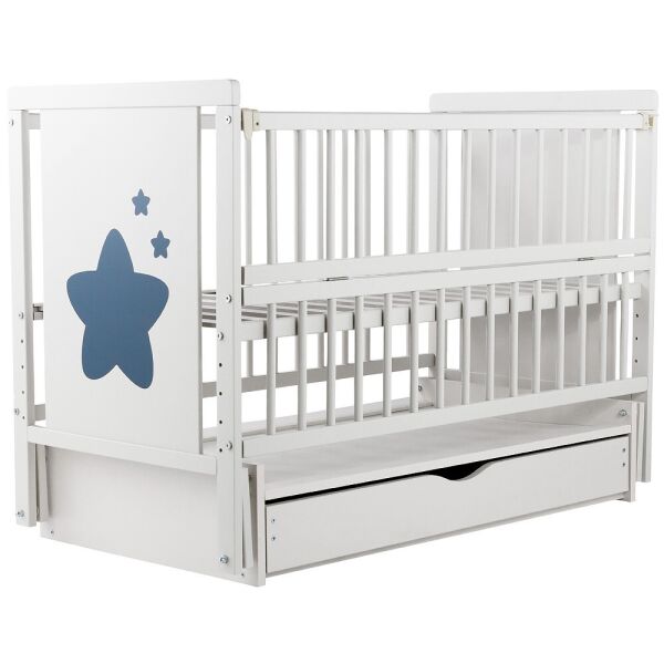 

Кровать Babyroom Звездочка, маятник, ящик, откидной бок бук белый