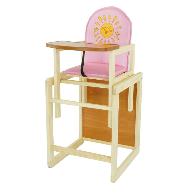 

Деревянный стульчик для кормления, трансформируется в стол-стульчик, широкая столешница, кожзам, Солнышко
