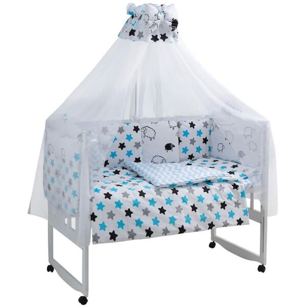 

Детская постель с подушками и балдахином Babyroom Classic Bortiki-01 (8 элементов) белый (барашки, звездочки)