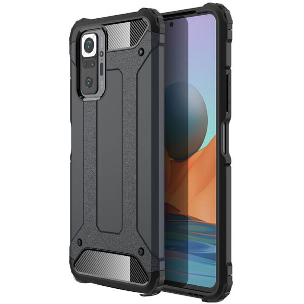 

Бронированный противоударный TPU+PC чехол Immortal для Xiaomi Redmi Note 10 Pro / 10 Pro Max Металл / Gun Metal