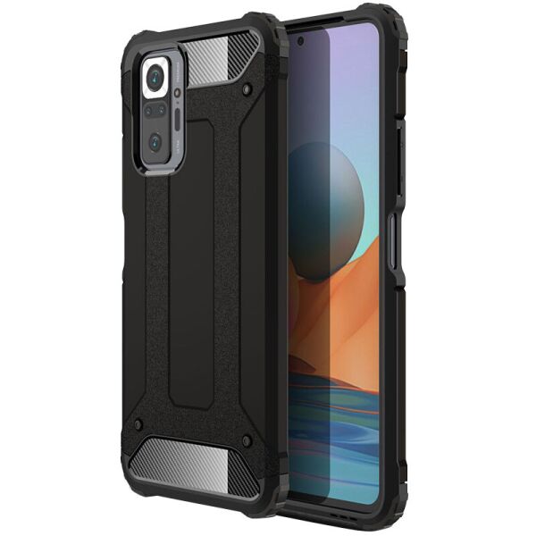 

Бронированный противоударный TPU+PC чехол Immortal для Xiaomi Redmi Note 10 Pro / 10 Pro Max Черный