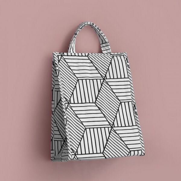 

Термосумка для ланчбокса высокая Geometriс, белые ромбы