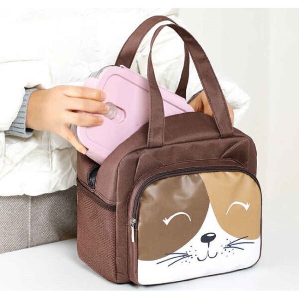 

Темосумка для ланча/lunch bag с карманом Котёнок, коричневая