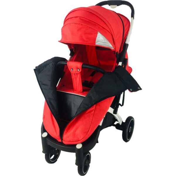 

Коляска Yoya Plus Pro-22 с Большим дождевиком Красная на Белой раме