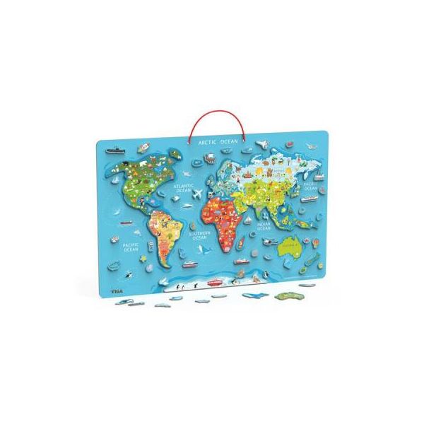 

Пазл Viga Toys магнитный Карта мира с маркерной доской, на английском (44508EN)