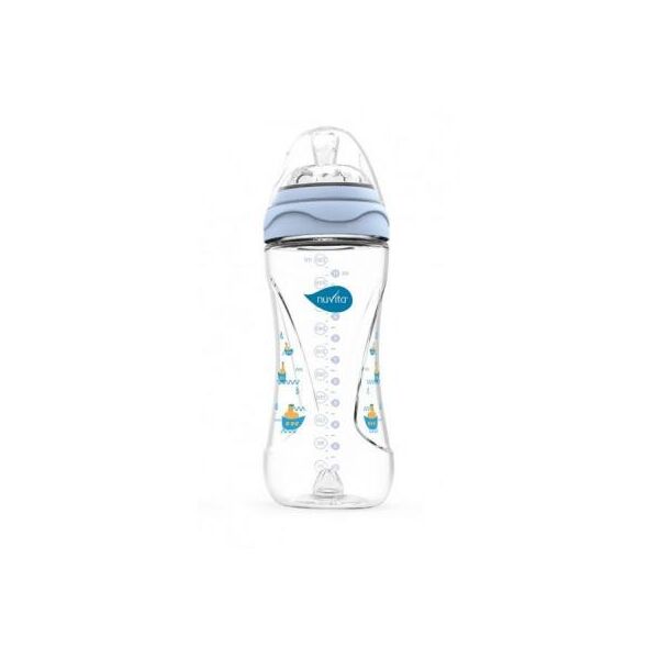 

Бутылочка для кормления Nuvita Mimic 330 мл 4м+ антиколиковая, голубая (NV6050Blue)