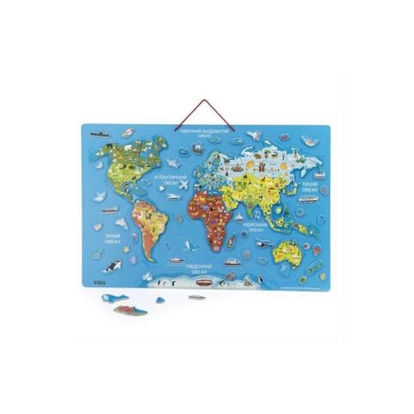 

Пазл Viga Toys магнитный Карта мира с маркерной доской, на украинском языке (44508)
