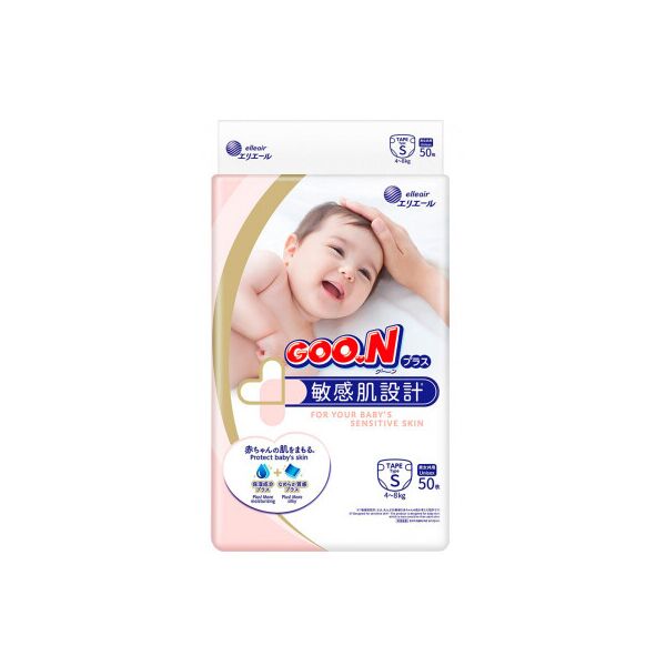 

Подгузник GOO.N Plus для детей 4-8 кг размер S на липучках 50 шт. (843334)