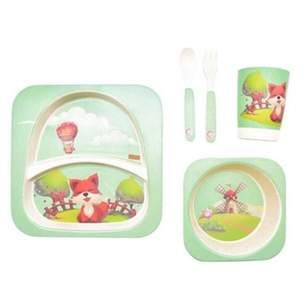 

Набор детской бамбуковой посуды Stenson MH-2770-19 лиса, 5 предметов