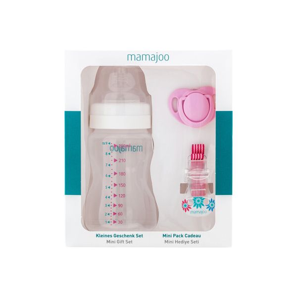 

Набор для кормления новорожденных Mamajoo Мини подарочный с бутылкой Silver 250 мл Розовый (8697767123367)