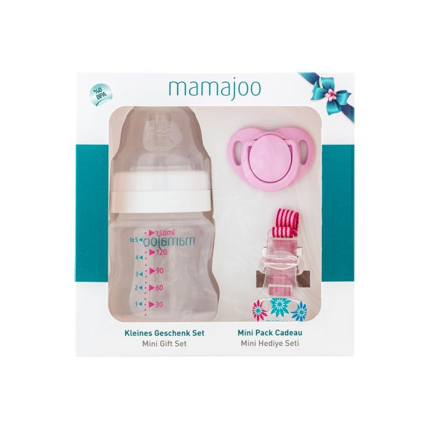 

Набор для кормления новорожденных Mamajoo Мини подарочный с бутылкой Silver 150 мл Розовый (8697767122995)