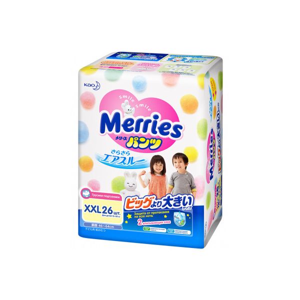 

Подгузник Merries трусики для детей размер XXL 15-28 кг 26 шт (558862)
