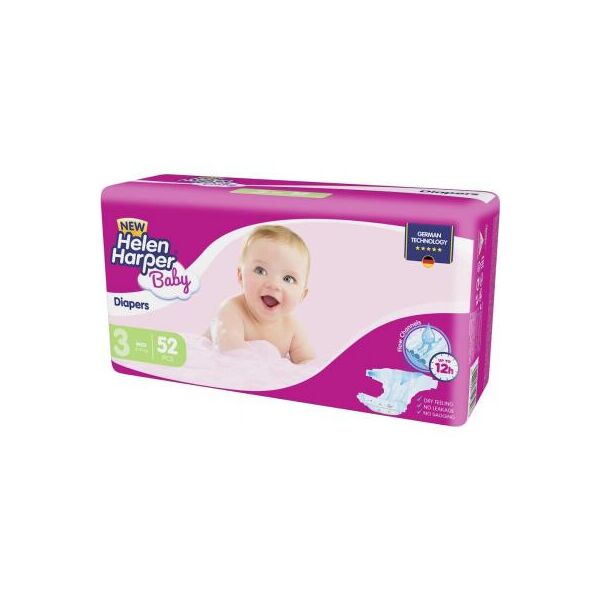 

Подгузник Helen Harper Baby NEW Midi (4-9 kg), 52 шт. (5411416030676)