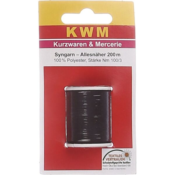 

Швейная нить Nm 100/3, 200м KWM - черный K02-110033