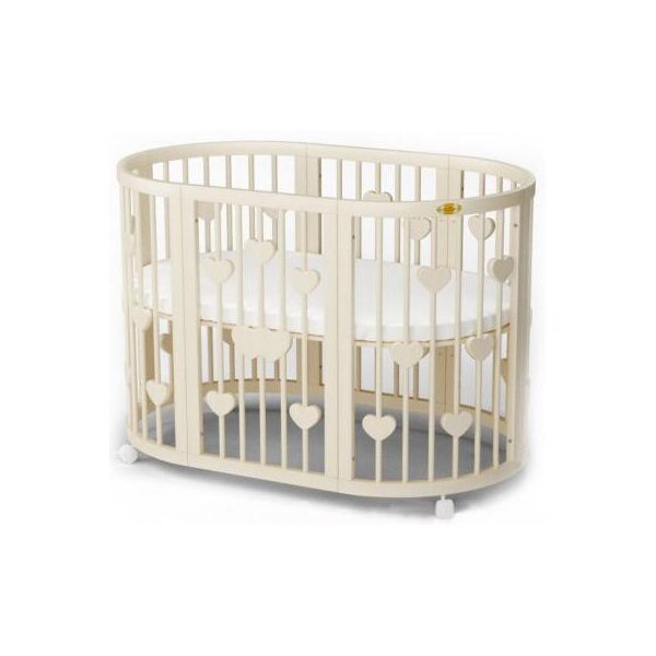 

Кроватка Ingvart SMART BED OVAL с сердечками сл. кость (2341015)
