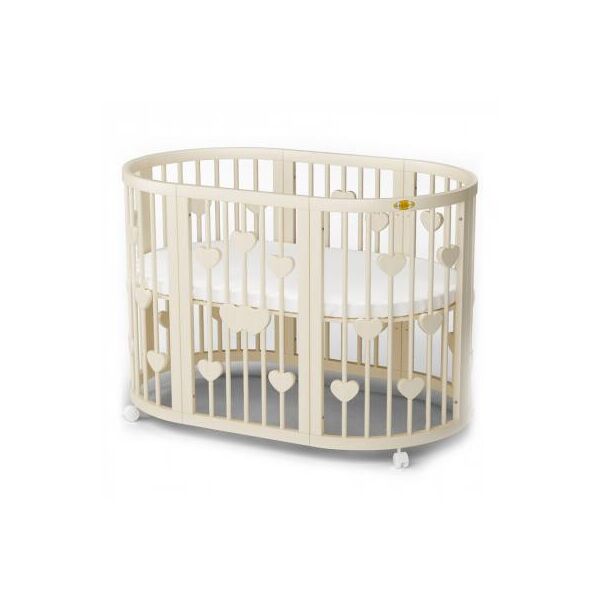 Кроватка Ingvart SMART BED ROUND с сердечками сл. кость (1341015)