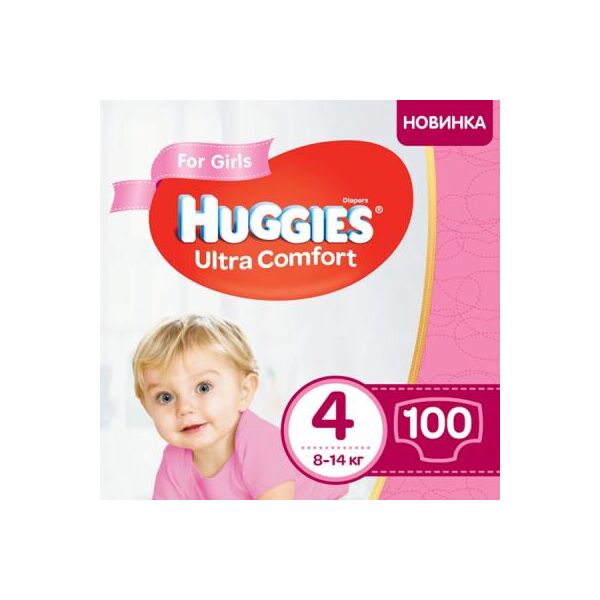 

Подгузник Huggies Ultra Comfort 4 Box для девочек (8-14 кг) 100 шт (5029053547848)